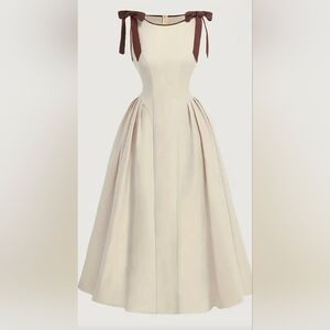 Chocolate Strapless Dress in Cream and Brown